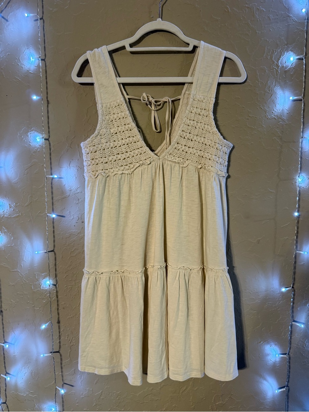 AE Sunchaser Knit V-Neck Crochet Dress